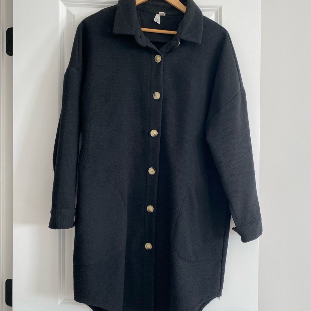 Love, Finn Black Button-Up Women's Coat